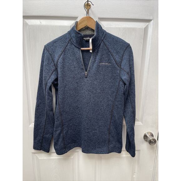 NWOT Eddie Bauer Fleece Mens S Pullover Quarter Zip Dark Blue Sweater - Picture 1 of 5